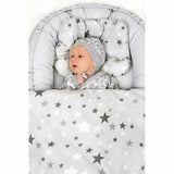 Set 3 piese, New Baby, Baby Nest, Cu paturica si pernuta, Grey stars