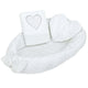 Set 3 piese, New Baby, Luxury, Baby Nest cu doua fete, Cu paturica si pernuta in forma de inima, Minky Heart White