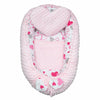 Set 3 piese, New Baby, Luxury, Baby Nest cu doua fete, Cu paturica si pernuta in forma de inima, Minky Hearts Pink