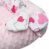 Set 3 piese, New Baby, Luxury, Baby Nest cu doua fete, Cu paturica si pernuta in forma de inima, Minky Hearts Pink