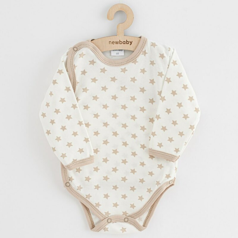 Set 3 piese, New Baby, Classic II, Include 3 body-uri cu maneca lunga, Marime 62, Din bumbac 100%, Beige