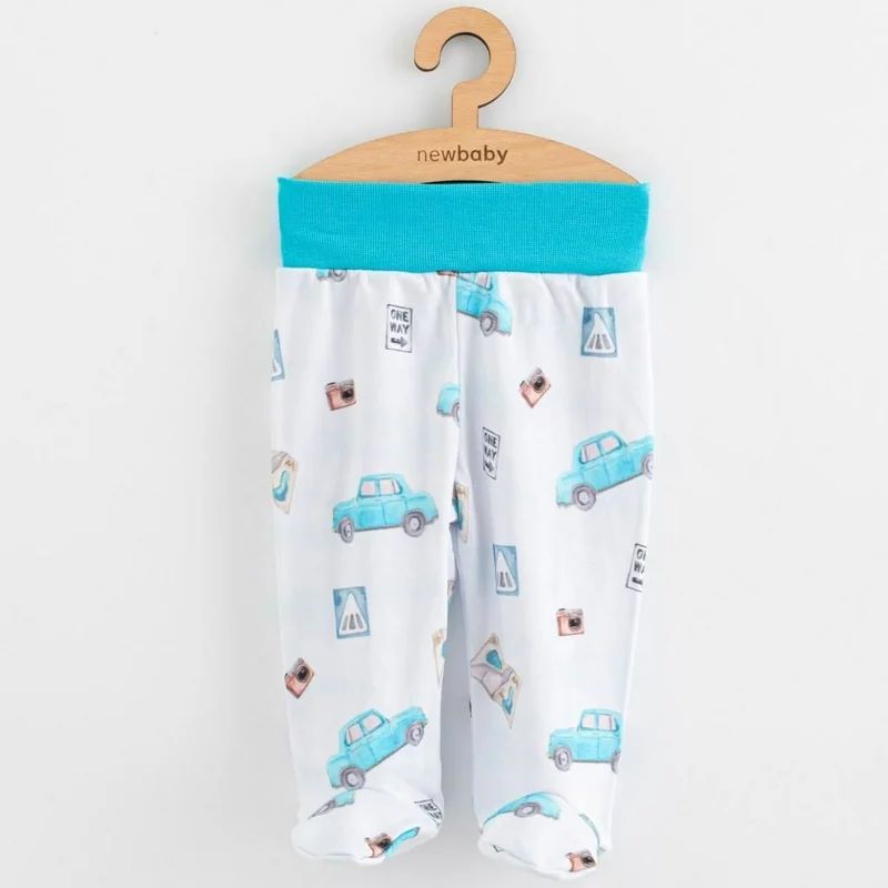 Set 3 piese, New Baby, Classic II, Include 3 perechi de pantalonasi cu botosei, Marime 56, Din bumbac 100%, Blue