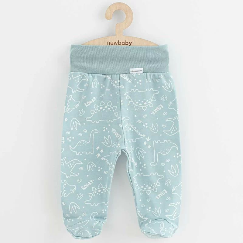 Set 3 piese, New Baby, Classic II, Include 3 perechi de pantalonasi cu botosei, Marime 62, Din bumbac 100%, Blue