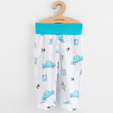 Set 3 piese, New Baby, Classic II, Include 3 perechi de pantalonasi cu botosei, Marime 62, Din bumbac 100%, Blue