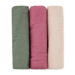 Set 3 scutece, Petite&Mars, Moussy, Din muselina de bambus, Hipoalergenice, 68 x 68 cm, Certificate Oeko Tex Standard 100, Botanic Tones