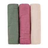 Set 3 scutece, Petite&Mars, Moussy, Din muselina de bambus, Hipoalergenice, 68 x 68 cm, Certificate Oeko Tex Standard 100, Botanic Tones