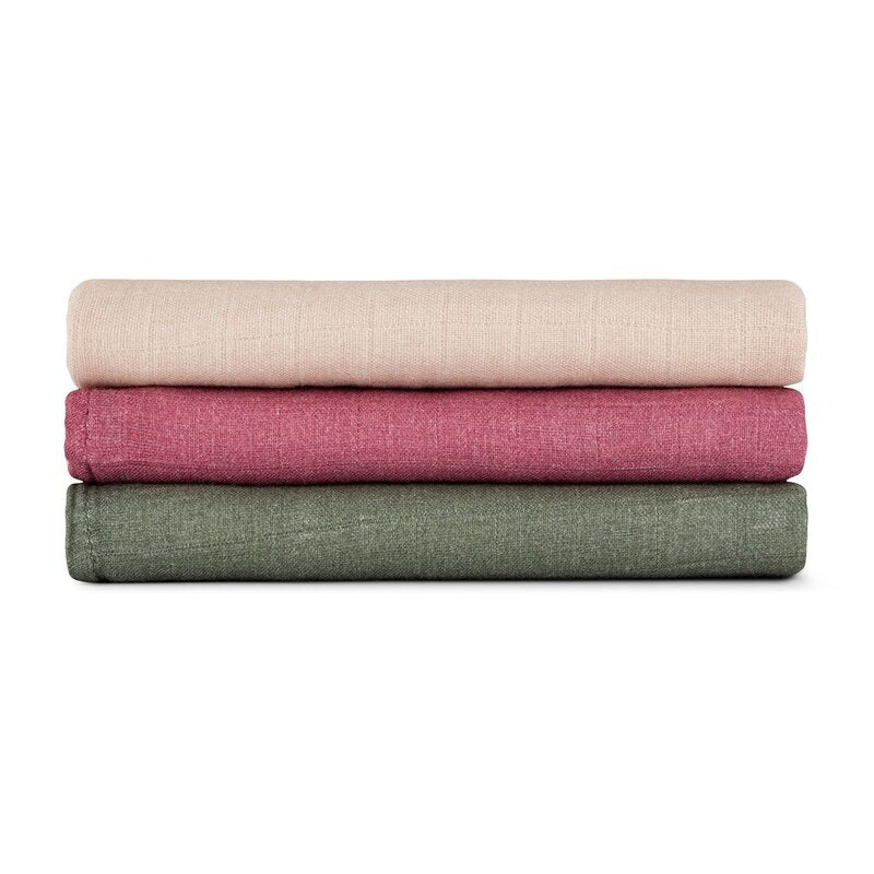 Set 3 scutece, Petite&Mars, Moussy, Din muselina de bambus, Hipoalergenice, 68 x 68 cm, Certificate Oeko Tex Standard 100, Botanic Tones