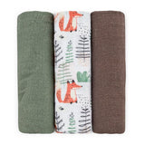 Set 3 scutece, Petite&Mars, Moussy, Din muselina de bambus, Hipoalergenice, 68 x 68 cm, Certificate Oeko Tex Standard 100, Forest Fox