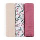 Set 3 scutece, Petite&Mars, Moussy, Din muselina de bambus, Hipoalergenice, 68 x 68 cm, Certificate Oeko Tex Standard 100, Pink Meadow