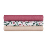 Set 3 scutece, Petite&Mars, Moussy, Din muselina de bambus, Hipoalergenice, 68 x 68 cm, Certificate Oeko Tex Standard 100, Pink Meadow