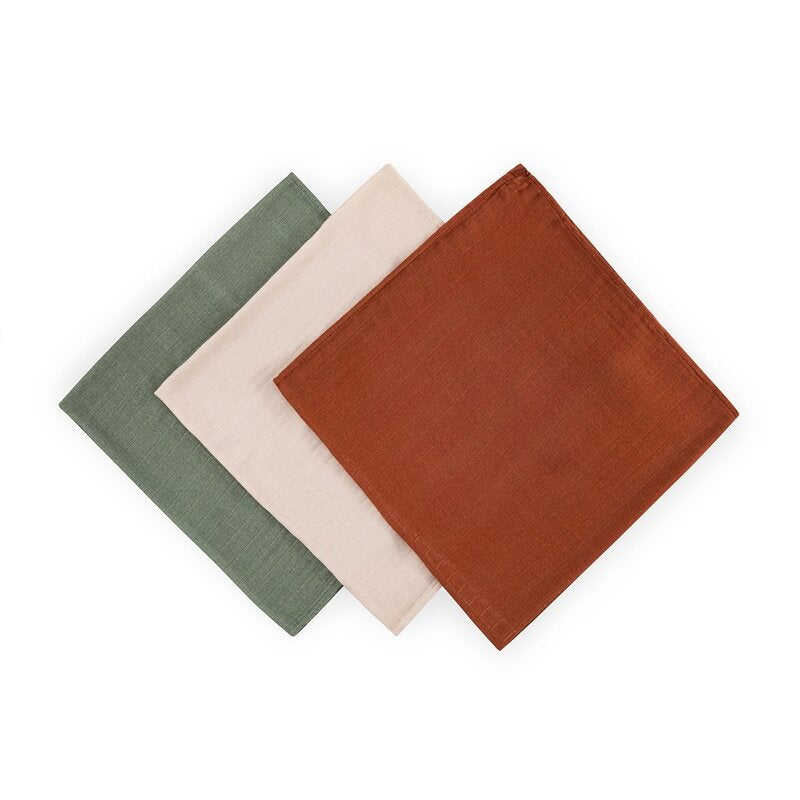 Set 3 scutece, Petite&Mars, Moussy, Din muselina de bambus, Hipoalergenice, 68 x 68 cm, Certificate Oeko Tex Standard 100, Earth Tones