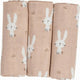Set 3 scutece terta, Bubaba, Din bumbac, 80x80 cm, Beige Bunnies