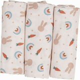 Set 3 scutece terta, Bubaba, Din bumbac, 80x80 cm, Carrots and Rainbow