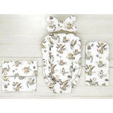 Set 4 in 1 Cosulet bebelus, MimiNu, Baby Cocoon 75x55 cm, Husa bumbac, Din bumbac certificat Oeko Tex Standard 100, Cu paturica 50x70 cm, Cu salteluta, Cu perna fluture, Savanna