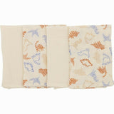 Set 4 lavete, Bubaba, Din muselina, Dimensiune 40x40 cm, Pentru spalarea si ingrijirea fetei si a corpului bebelusului dupa masa sau baita, Beige Animals