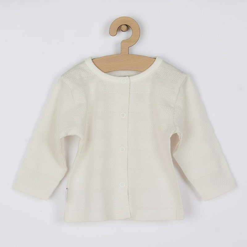 Set 4 piese, New Baby, Include bluza, body cu maneca lunga, salopeta fara maneci, caciulita, Marime 56, Din bumbac 100%, Sweet Bear Beige - gogobaby.ro