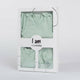 Set 4 piese, New Baby, Include bluza, body cu maneca lunga, salopeta fara maneci, caciulita, Marime 56, Din bumbac 100%, I am Mint