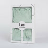 Set 4 piese, New Baby, Include bluza, body cu maneca lunga, salopeta fara maneci, caciulita, Marime 56, Din bumbac 100%, I am Mint