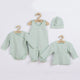 Set 4 piese, New Baby, Include bluza, body cu maneca lunga, salopeta fara maneci, caciulita, Marime 56, Din bumbac 100%, I am Mint