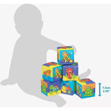 Set 6 cuburi noi pentru baie, Playgro, Cu litere si cifre, Dimesiune 7.5 cm fiecare cub, Splash and Learn Soft blocks for bath