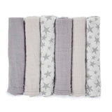 Set 6 scutece, Jane, Din muselina de bambus, Hipoalergenice, 35 x 35 cm, Star
