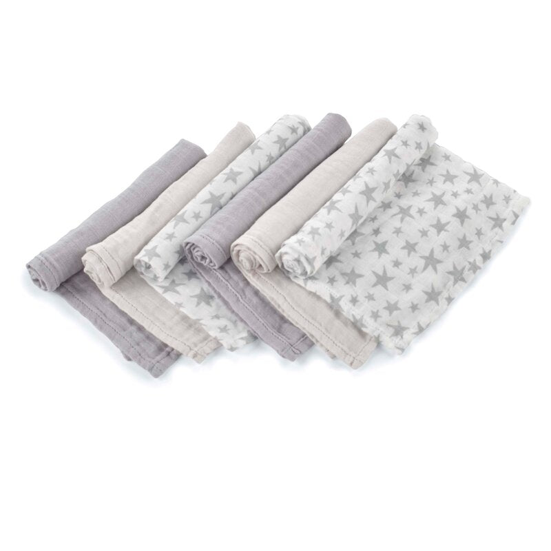 Set 6 scutece, Jane, Din muselina de bambus, Hipoalergenice, 35 x 35 cm, Star
