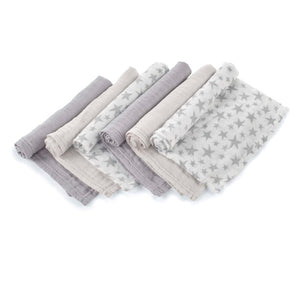 Set 6 scutece, Jane, Din muselina de bambus, Hipoalergenice, 35 x 35 cm, Star