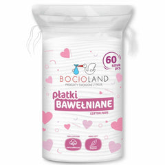 Set 60 dischete, Bocioland, Hipoalergenice, Absorbtie excelenta, Utilizare universala, Bumbac, 11x9 cm, White