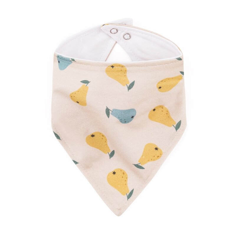 Set bavete bandana, Petite&Mars, Luke, 2 bucati, Bumbac 100% natural, Reglabila cu capse, 3 luni+, Protectie hainute, Bej/Ocru