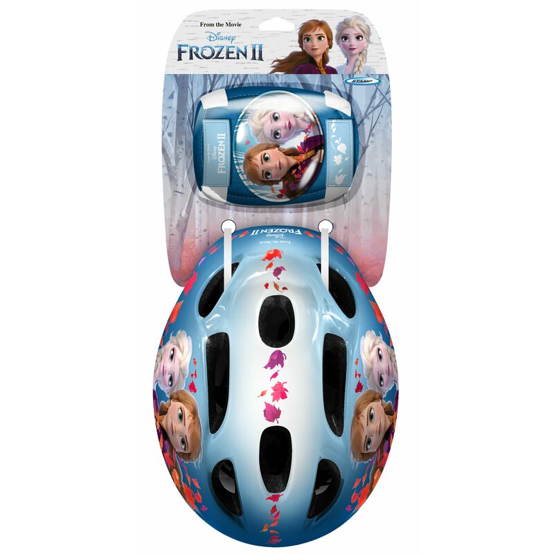 Set casca protectie, genunchiere si cotiere, Stamp, Disney, Sigure si confortabile, Reglabile, Conform cu EN1078, Marime 50/56 cm, 3 ani+, Frozen