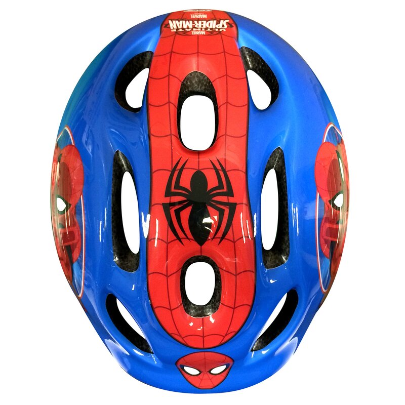 Set casca protectie, genunchiere si cotiere, Stamp, Marvel, Sigure si confortabile, Reglabile, Conform cu EN1078, Marime 50/56 cm, 3 ani+, Spiderman