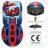 Set casca protectie, genunchiere si cotiere, Stamp, Marvel, Sigure si confortabile, Reglabile, Conform cu EN1078, Marime 50/56 cm, 3 ani+, Spiderman