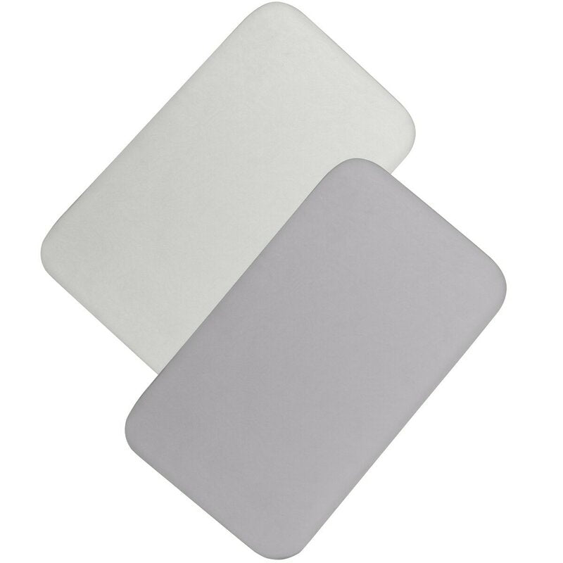 Set cearceafuri cu elastic, Lionelo, 80x42 cm, Pentru co-sleepere, Pentru saltele de max. 10 cm inaltime, Din bambus, Usor de spalat, 30 grade, Fara calcare, Ecologic, Alb/Gri