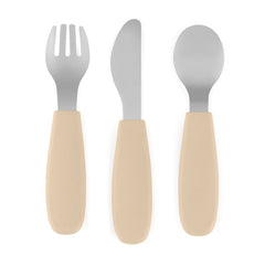 Set complet tacamuri, Petite&Mars, Take&Match, Din silicon si otel inoxidabil, Fara BPA, 12 luni+, Bej