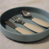 Set complet tacamuri, Petite&Mars, Take&Match, Din silicon si otel inoxidabil, Fara BPA, 12 luni+, Bej