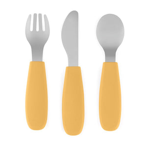Set complet tacamuri, Petite&Mars, Take&Match, Din silicon si otel inoxidabil, Fara BPA, 12 luni+, Ocru