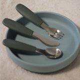 Set complet tacamuri, Petite&Mars, Take&Match, Din silicon si otel inoxidabil, Fara BPA, 12 luni+, Verde