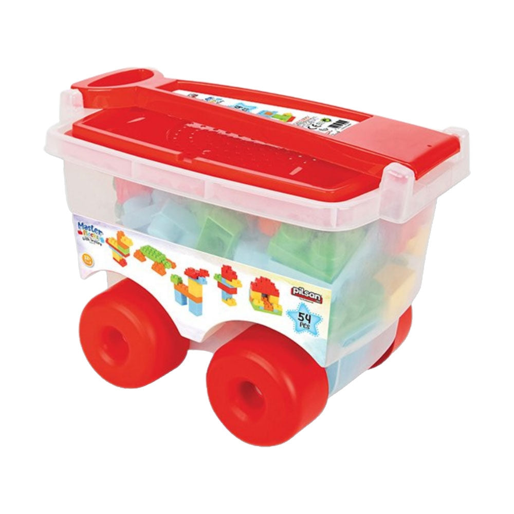 Set constructie Pilsan Master Blocks in Trolley 56 piese - gogobaby.ro