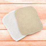 Set de 2 lavete, Qmini, Din bambus si muselina, Pentru ingrijirea corpului bebelusului, Materiale certificate Oeko Tex Standard 100, Beige Cream si Warm Beige