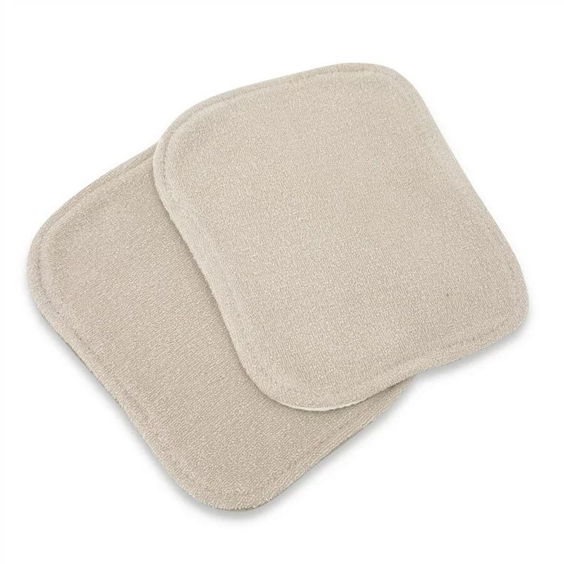 Set de 2 lavete, Qmini, Din bambus si muselina, Pentru ingrijirea corpului bebelusului, Materiale certificate Oeko Tex Standard 100, Mocha Cream si Warm Beige