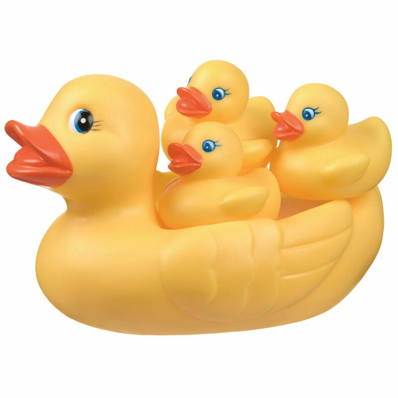 Set de joaca de baie, Playgro, Ratusca cu trei boboci, Fara gauri - gogobaby.ro