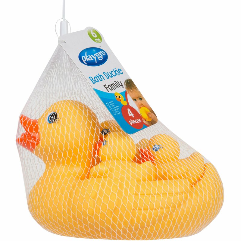 Set de joaca de baie, Playgro, Ratusca cu trei boboci, Fara gauri - gogobaby.ro