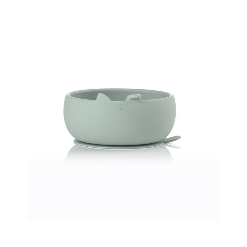 Set de masa, Jane, Din silicon, 2 piese, Cu bol si lingurita, BPA Free, Mint