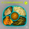 Set de masa, BBluv, Yumi, Farfurie compartimentata si lingurita, Cu 4 compartimente, Fara BPA, Grey