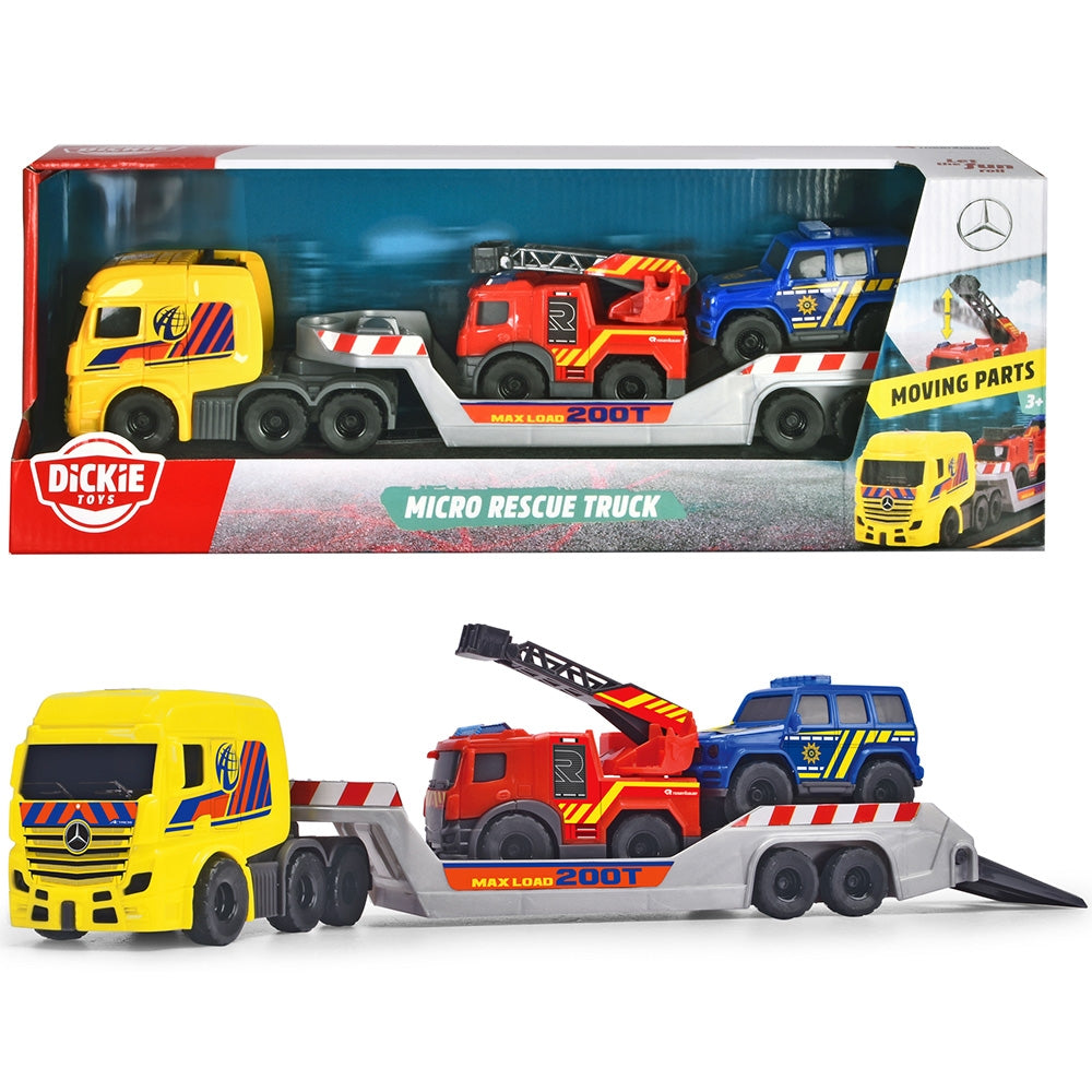 Set Dickie Toys Micro Rescue Truck cu un camion de salvare si 2 vehicule - gogobaby.ro