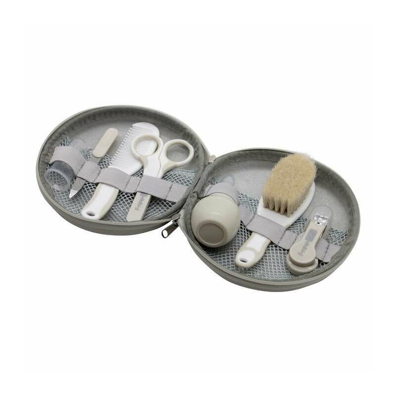 Set ingrijire, FreeON, Contine aspirator nazal, pila de unghii, unghiera, perie de par, piepene, forfecuta si periuta de dinti pentru deget, 0 luni+, Grey - gogobaby.ro