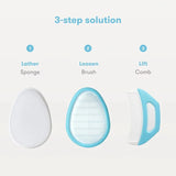 Set ingrijire scalp, Fridababy, DermaFrida, 3 in 1, Pentru dermatita seboreica la bebelusi, Include perie, burete si pieptene, Cu suport cu ventuza, De la nastere, Alb