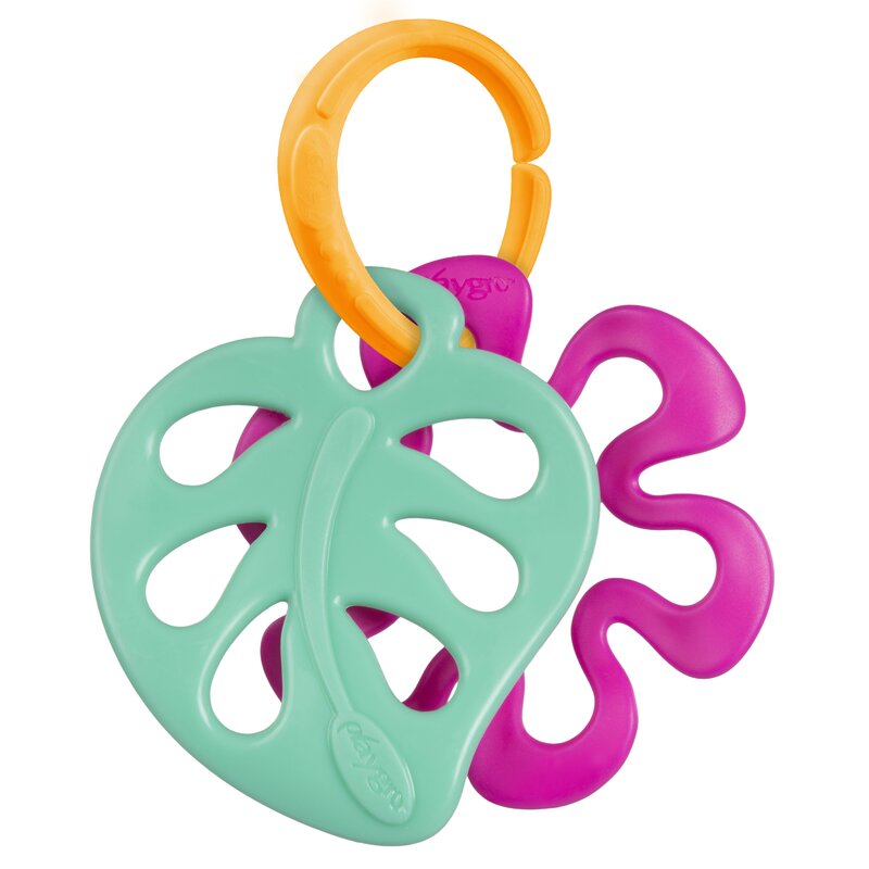 Set jucarii carucior si dentitie, Playgro, Clip Clop, Cu 3 jucarii, Cu 3 inele pentru dentitie, Cu diverse forme si texturi, Cu sunete si zornaieli, Dezvolta abilitatile motorii si imaginatia, 0 luni+, Clip Clop Sensory Garden Activity Gift Pack
