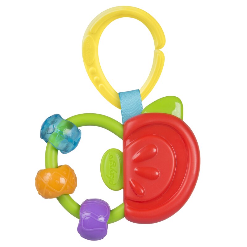Set jucarii carucior si dentitie, Playgro, Clip Clop, Cu 3 jucarii, Cu 3 inele pentru dentitie, Cu diverse forme si texturi, Cu sunete si zornaieli, Dezvolta abilitatile motorii si imaginatia, 0 luni+, Clip Clop Sensory Garden Activity Gift Pack