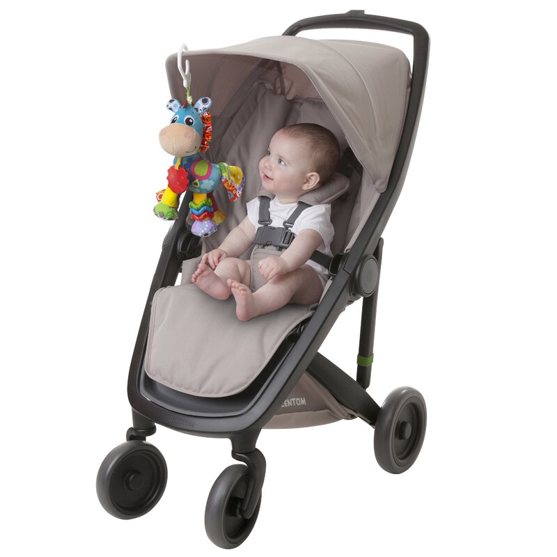 Set jucarii carucior si dentitie, Playgro, Clip Clop, Cu 3 jucarii, Cu 3 inele pentru dentitie, Cu diverse forme si texturi, Cu sunete si zornaieli, Dezvolta abilitatile motorii si imaginatia, 0 luni+, Clip Clop Sensory Garden Activity Gift Pack
